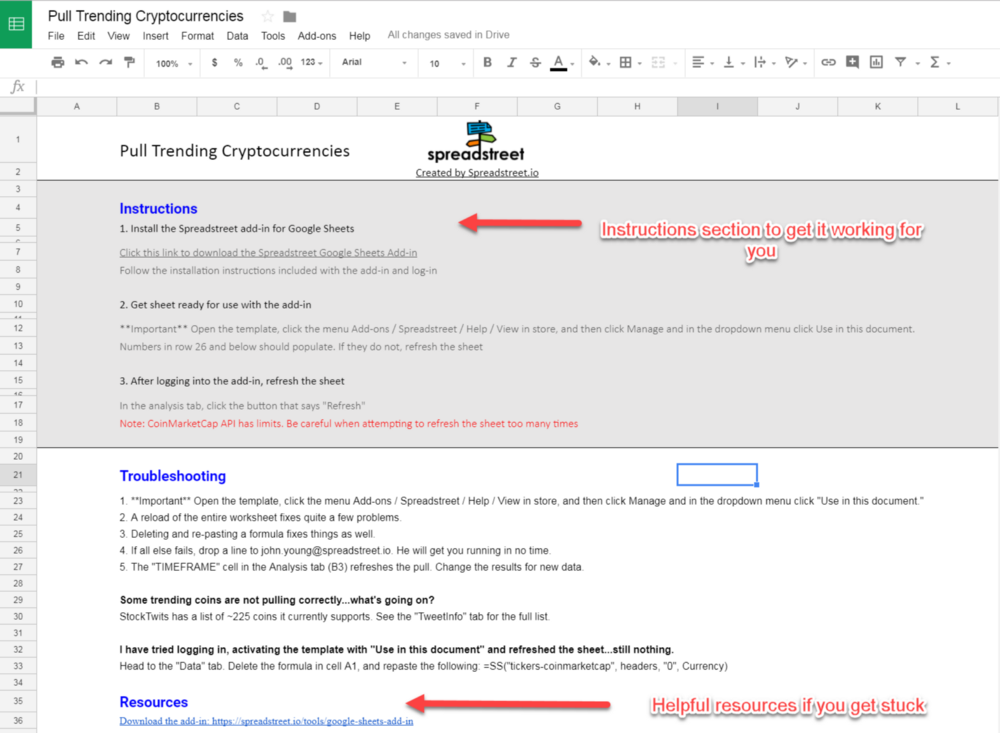 cryptocurrency investing spreadsheet - instructions
