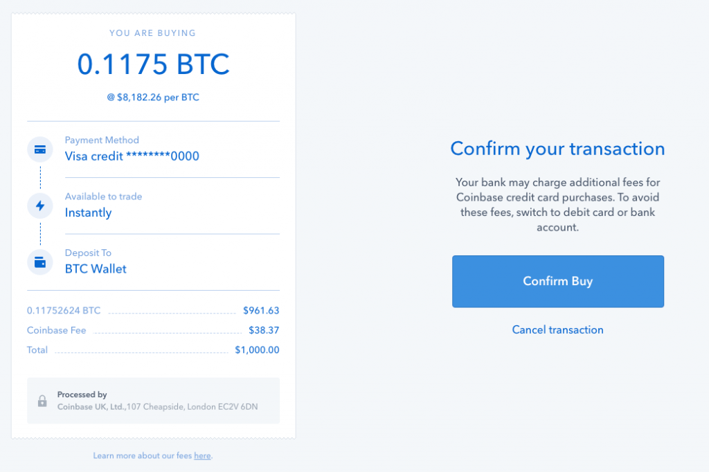 coinbase buy bitcoin confirmation